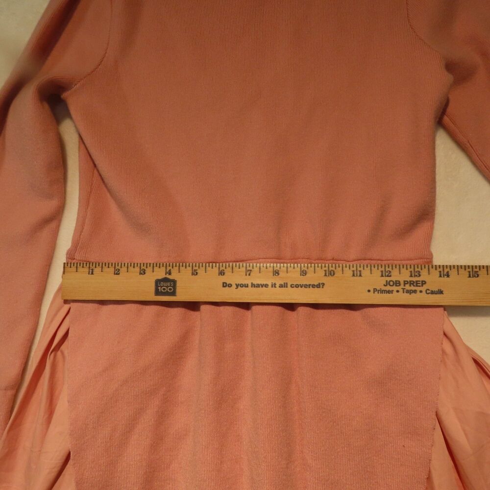 English Factory Womens Peach Pink Knit Layered Poplin Ruffle Sleeve Dress - Picture 4 of 9